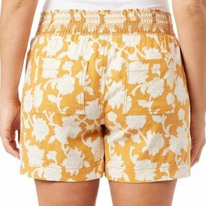 BRIGGS Ladies Linen Blend Shorts Womens Size M Cream Flowers Orange Floral NWT